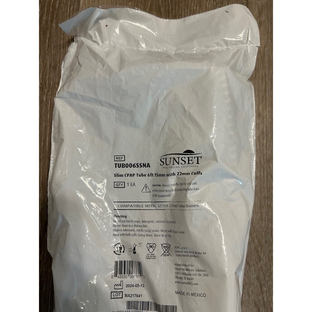 Slim CPAP Tube 6ft 15mm w/22mm Cuffs Ref #TUB006SSNA